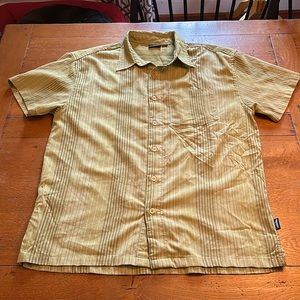 Kavu retro green stripe, short sleeve button down shirt